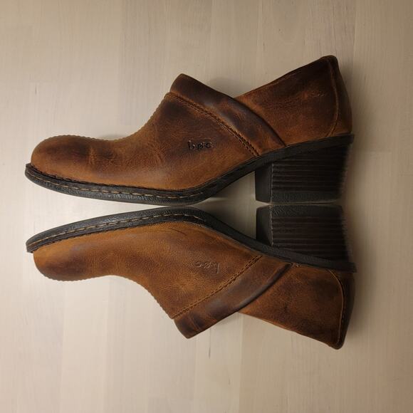 BOC Brown Leather Shootie Shoes 2 inch Heels Size 37/ 6.5 BC2546 CIG10 #S144 - Picture 5 of 12